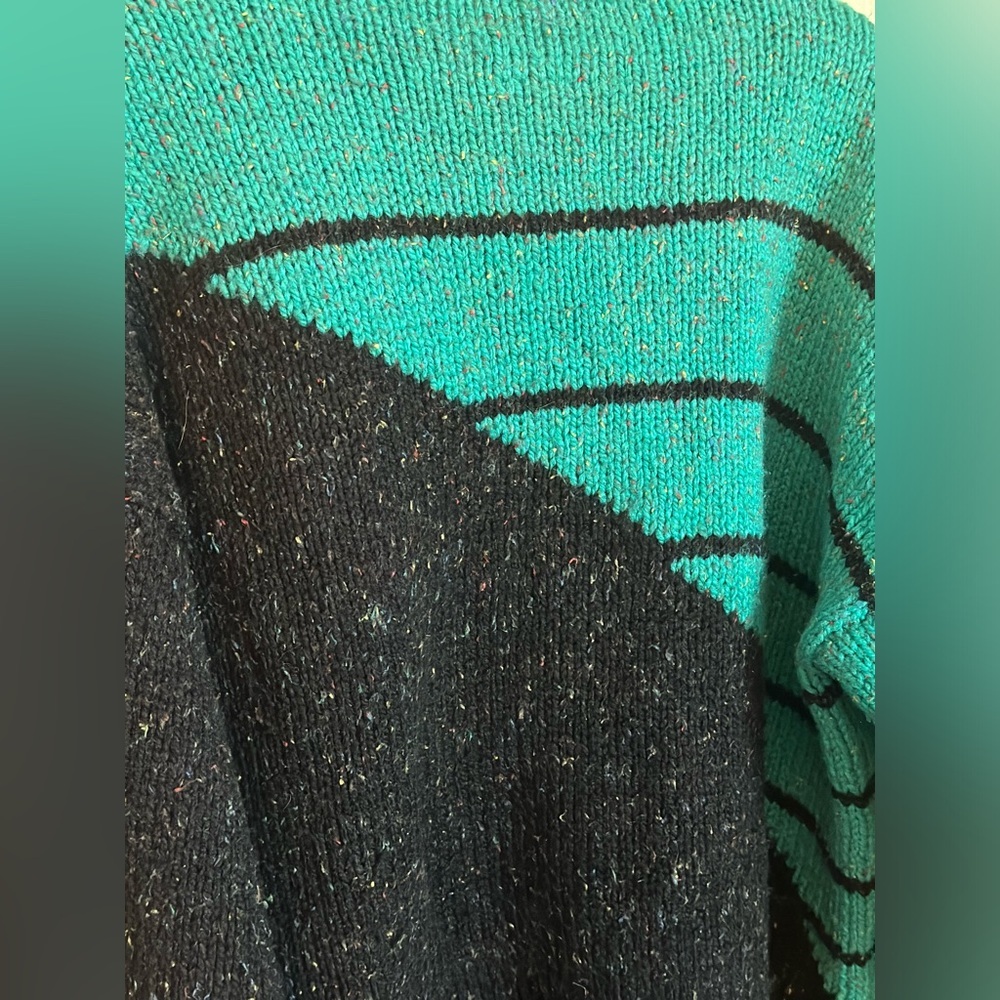 Oversized unisex thick knit wool crewneck vintage cabincore sweater PTP 27 - Picture 8 of 8